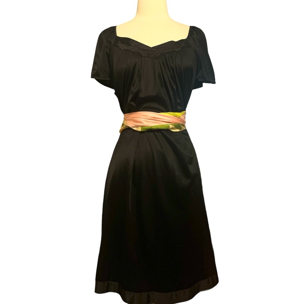 1970’s Vintage‎ Black Nightgown or Slip Dress as Outerwear!, Large (or Medium)